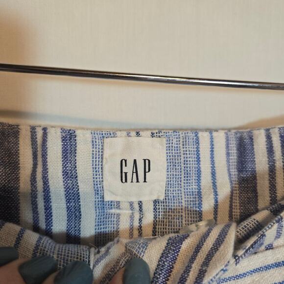 GAP Linen Bld Striped Nautical Coastal Tie Belt Wide Leg High Rise Pants 16 - Picture 5 of 11